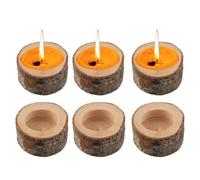 WUFKOP Lot de 6 Bougeoirs en Bois Naturel avec Écorce, Supports Rustiques pour Bougies Chaudes-Plats, Idéal pour Décoration de Table Mariage, Noël et Maison