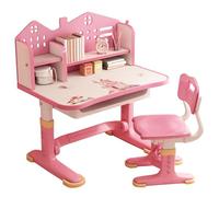 Wufuuoa Ensemble de chaises de bureau fonctionnelles pour enfants, bureau d'étude pour enfants avec panneau château, table d'étude réglable en hauteur, bureau élargi, tiroir de rangement, bureau