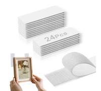 WUGAUWOR 24Pcs Blanc Scratch Autocollant Double Face, 3cm x 10cm Ruban Adhésif Double Face Extra Fort, Bande Autocollant pour Velcro, Bande Auto Agrippante pour la Maison, Bureau et Voiture