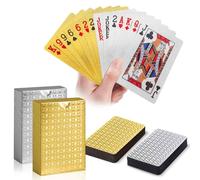 Wugauwor Jeu de Cartes Imperméable Lot de 2 (Or + Argent), Cartes à Jouer en Plastique, Texture Diamant, Design Durable & Luxueux pour Blackjack, UNO, Jeux de Cartes Extérieur, Piscine, Plage, Voyage