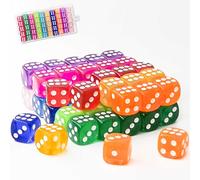 WUGAUWOR Lot de 50 dés colorés de 14 mm avec boîte en Plastique Portable, dés 6 Faces, 10 Couleurs translucides pour Jeu de Cartes, Jeux de des, Jeux de société, dès pour Aides mathématiques
