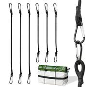 WUGAUWOR Lot de 6 Tendeurs Elastique avec Crochets - 50 cm x 3 + 30 cm x 3, Résistant aux UV Sandow Elastique, Longes Élastiques Noires pour Camping, Bâches, Tente, Porte-Vélo, Voiture