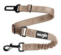 Wuglo Ceinture de Sécurité Chien en Voiture de 30 à 95 cm - Harnais de Voiture Élastique Robuste - Ceintures Durables avec Clip - Ceinture Chien Voiture Universelle (Beige)