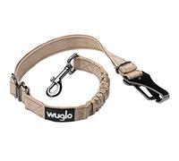 Wuglo Ceinture de Sécurité pour Chien de 30 à 95 cm - Harnais de Voiture Siège Auto Enfant - Système Verrouillage Boucle - Laisse Chien Voiture Universelle Ajustable (Beige)