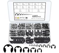 wugongshan 680 Piezas Circlips Exterieur, Anneau de Retenue Externe Snap C-Clips Kit, E-clips Circlips Interne pour Goujons Arbres Rainurés, M1,5-M15, Taille 13/Noir