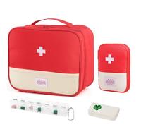 WuGU 2 Pièces Trousse de Secours Vide avec 2 Pcs Pilulier, Étanche Sac de Médecine Portable, Trousse de Médecine Sac d'urgence de Grande Capacité, pour Activités de Plein Air, Maison, Voyages
