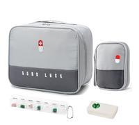 WuGU 2 Pièces Trousse de Secours Vide avec 2 Pcs Pilulier, Étanche Sac de Médecine Portable, Trousse de Médecine Sac d'Urgence de Grande Capacité, pour Activités de Plein Air, Maison, Voyages
