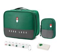 WuGU 2 Pièces Trousse de Secours Vide avec 2 Pcs Pilulier, Étanche Sac de Médecine Portable, Trousse de Médecine Sac d'urgence de Grande Capacité, pour Activités de Plein Air, Maison, Voyages