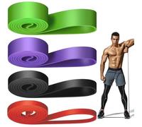 WuGU Bande Elastique Musculation (Lot de 4), 4 Niveaux de Résistance Élastique Musculation,Bandes de Résistance Élastique pour Sport