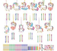 WuGU Bricolage Licornes Carillon à Vent Artisanat, 12 Pcs Carillon à Vent en Bois, Loisirs Créatifs Filles Kits, Activités Manuelles Décoration Cadeau Anniversaire pour Enfants 5 6 7 8 9 Ans