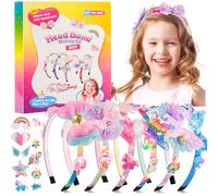 WuGU Cadeau Fille 4 5 6 7 8 9 10 Ans, 49 Pcs Serre Tete Fille, Kit de Fabrication de Bandeaux pour Filles, Accessoires de Cheveux DIY Enfant, Jouet pour Filles de 5-12 Ans Loisir Creatif Cadeau