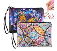WuGU Diamond Painting Enfant, 2 Pièces Diamant Peinture Sac, DIY Diamond Art Painting Porte-Monnaie en Cuir, Activites Manuelles pour Enfants, Cadeau Anniversaire pour Filles de 6 7 8 9 10 11 12 Ans