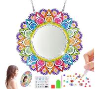 WuGU Diamond Painting Miroir Kit, 5D DIY Mandala Miroir Maquillage Diamant, Miroir à Peinture Diamant, Idee Cadeau Artisanat Cadeaux Filles Adolescentes et Adultes-B
