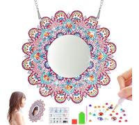 WuGU Diamond Painting Miroir Kit, 5D DIY Mandala Miroir Maquillage Diamant, Miroir à Peinture Diamant, Idee Cadeau Artisanat Cadeaux Filles Adolescentes et Adultes-D