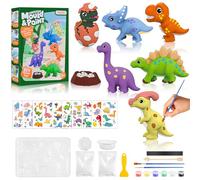 WuGU Dinosaure Jouet Kit de Peinture Enfant, Jouet de Peinture 3D, Activites Manuelles pour Enfants, Loisirs Créatifs Bricolage Enfant avec Moule Plâtre, Cadeau Fille 6 7 8 9 10 12 Ans pour Anniversai