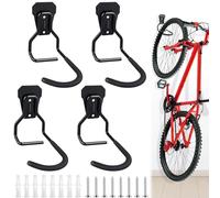WuGU Porte-vélos mural, 4 pièces, support de vélo mural, support de vélo mural, crochet de vélo pour accrocher des vélos verticaux, pour maison, garage, cave, noir