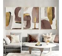 WUHBCZ Affiche sur Toile,Affiche sur Toile Art Moderne Blocs de Couleur or Abstrait Violet et Beige pour Chambre Salon Couloir Décoration Murale-40 * 60cm-3pcs (impression sans cadre)