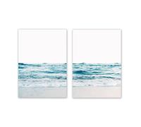 WUHBCZ Art Décor,Poster Nordique Plage Vague Estampes sur Toile Plage Art Mural Mer Bleue Affiches et Estampes Chambre Cuisine Bureau Décoration Image Oeuvre D'Art-40 * 50cm*2PCS (Non encadré)
