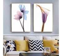 WUHBCZ Art Décor,Tableau Abstrait Moderne sur Toile Transparente à Fleurs Violettes Veinures Vertes Idéal pour Décorer Salon Cuisine Chambre Ou Bureau-30 * 50cm*2PCS (Non encadré)
