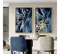WUHBCZ Art Décor,Tableau sur Toile Bleu Doré Décoration Murale pour Salon Affiche Moderne sur Toile Impression Abstraite Art Mural pour Chambre Ou Bureau-30 * 50cm*2PCS (Non encadré)