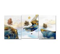 WUHBCZ Art Mural,Affiche Abstraite sur Toile Représentant un Paysage Doré un Élan en Vol Style Moderne Décoration Nordique pour la Maison la Cuisine Ou le Bureau-(40 * 60cm)-3pcs Non encadré