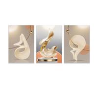 WUHBCZ Art Mural,Affiches Peintures sur Toile Motifs Géométriques Abstraits Blancs et Orange Art Mural Moderne Décoration pour Salon et Chambre-50 * 75cm-3pcs (impression sans cadre)