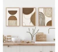 WUHBCZ Art Mural,Tableau Abstrait à Lignes Arc en Ciel sur Toile Beige Style Bohème Idéal pour Décorer Un Salon Un Bureau Ou Toute Autre Pièce de la Maison-60 * 80cm-3pcs (impression sans cadre)