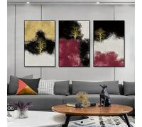 WUHBCZ Image Murale,Art Abstrait Moderne Peinture Arbre D'Or Imprimé sur Toile Peinture Murale Affiche Toile Peinture pour Salon Cuisine Décoration de Bureau-50 * 60cm-3pcs (impression sans cadre)