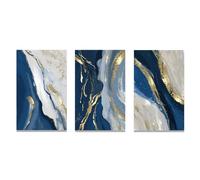 WUHBCZ Image Murale,Peinture Abstraite Moderne Orange or et Bleu Affiches et Impressions Nordiques Tableaux Muraux pour la Décoration du Salon et de la Chambre-40 * 60cm-3pcs (impression sans cadre)