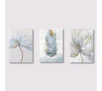 WUHBCZ Images D'Art-Tableau Abstrait sur Toile Style Minimaliste Moderne Avec Belle Fleur Des Plumes Idéal Décorer Salon Cuisine Bureau Ou Toute Autre Pièce de la Maison-40 * 60cm/3PCS (Non encadré)