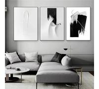 WUHBCZ Images murales,Affiche Nordique Moderne Peinture Blanche Art à Gratter Noir et Blanc Peinture Abstraite sur Toile Salon Chambre Décoration Œuvre D'Art-50 * 60cm*3pcs (Sans cadre)