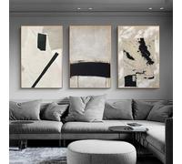 WUHBCZ Peintures de Toile,3 Pièces-Affiche Minimaliste Abstraite Beige Noir et Gris Tableau sur Toile Décoration Murale Moderne pour Chambre Cuisine Bureau Ou Salon-60 * 70cm (Pas encadré)