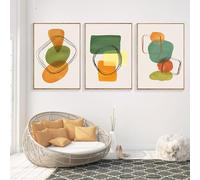 WUHBCZ Peintures de Toile,3 Pièces-Tableau Abstrait Géométrique Imprimé sur Toile Multicolore Style Nordique Vert Nordique Idéal pour la Décoration de Chambre Ou D'Intérieur-60 * 80cm (Pas encadré)