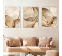 WUHBCZ Poster D'Art,3 Pièces-Décoration Murale Abstraite Impression Marbrée Beige Affiches Avec Feuille D'Or Estampes D'Art Moderne Style Nordique pour Salon et Chambre-40 * 60cm (Pas encadré)