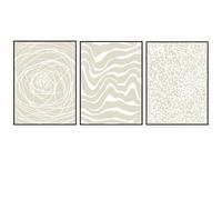 WUHBCZ Tableau Abstrait à Lignes Géométriques Blanches Neutres Beige sur Toile Affiche Moderne pour la Décoration du Salon et de la Chambre-50 * 60cm*3pcs (Pas encadré)