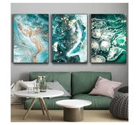 WUHBCZ Tableau Abstrait sur Toile Affiche Décoration Murale Art Mural Paysage Vert et Bleu Océan Rivière Salon Cuisine Bureau Pièce à Vivre-30 * 50cm*3PCS (sans cadre)