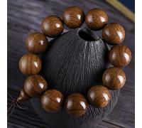 WUHGI Bracelet Bodhi, Bracelet de méditation, 1 Bracelet en Fil d'or et Perles de Bois de Santal à Grain Lisse et Petits Trous, Chapelet en Bois de Santal - 20 mm x 12