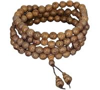WUHGI Bracelet de Perles Bodhi, Bracelet Multicouche en Bois de wengé de 8 mm, Chapelet de Bouddha en Bois de 108 Perles, Mala pour la prière, la méditation et Le Yoga, pour Hommes et Femmes.