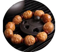 WUHGI Bracelet de Perles de Bouddha, Style tibétain Bouddhiste, orné d'un Motif sculpté représentant Le Dieu de la Richesse (Pi Yao/Pi Xiu). Bijou Unisexe, idéal pour la Saint-Valentin.