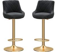 WUHUQN Lot de 2 tabourets de bar, en flanelle à 360 ° Mordern, tabouret de bar réglable pivotant à 360 °, base de repose-pieds en jambe dorée, tabouret de bar réglable mécanique, tabouret traiteur