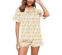 WUIJHIKC Womens Roller Rabbit Pajamas, Roller Dupes Rabbit Preppy, Womens Y2k Pajamas Set, Womens Monkey Rabbit Print (Yellow,S)
