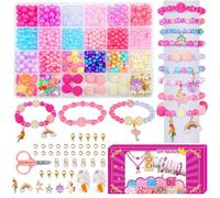 WuikerDuo Perles Pour Enfants, Pendentifs Colorés, Bricolage Bracelet Craft Set, Bijoux Pour Enfants Bricolage Beading Set