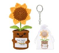 WuikerDuo Tournesol au crochet avec phrase motivationnelle, cadeau parfait pour les enseignants, les amis, la famille ou les patients en guérison, idéal pour bureau, symbole de positivité avec