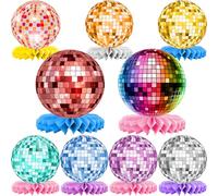 WUIOWPPIC Décoration de Table Disco - Lot de 9 Nid d'Abeille pour Anniversaire Discothèque Beat et Rock n Roll - Style Hip Hop Années 70