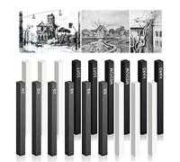 WUIOWPPIC Lot de 18 crayons à dessin carrés en charbon compressé pour créer des croquis, des ombres, des bâtons de dessin, convient pour les artistes débutants, gris, blanc