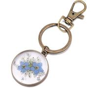 WUISOLQP Porte-clés Fleur Myosotis Marguerite naturelle pressée Fleurs sauvages Véritables Fleurs Porte-clés Porte-bonheur Pendentif de sac Fait à la main Cadeaux de remerciement, Porte-clés myosotis