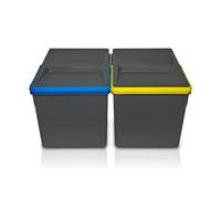 WUITOKI Contenitori per la collecte sélective, 2x12L, poubelle à tiroir, anthracite, gain de place pour l'intérieur, bacs de cuisine, 31x22x22(H) cm
