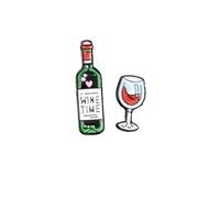 WUJIHE Lot de 2 broches à vin et verre émaillé pour sac à vêtements, badge de dessin animé, bijoux cadeau pour les amoureux et les amis