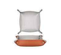 WUJIHE Lot de 2 plateaux de rangement en cuir multi-usages avec boutons pression pour bijoux, cosmétiques, clés, organisations de bureau (gris, M)