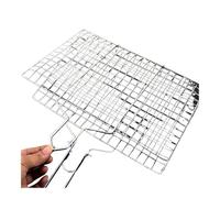 WUJIHE Panier de barbecue anti-adhésif en acier inoxydable 304 pour viande, légumes, steak, pique-nique, fête, barbecue résistant à la chaleur (L)